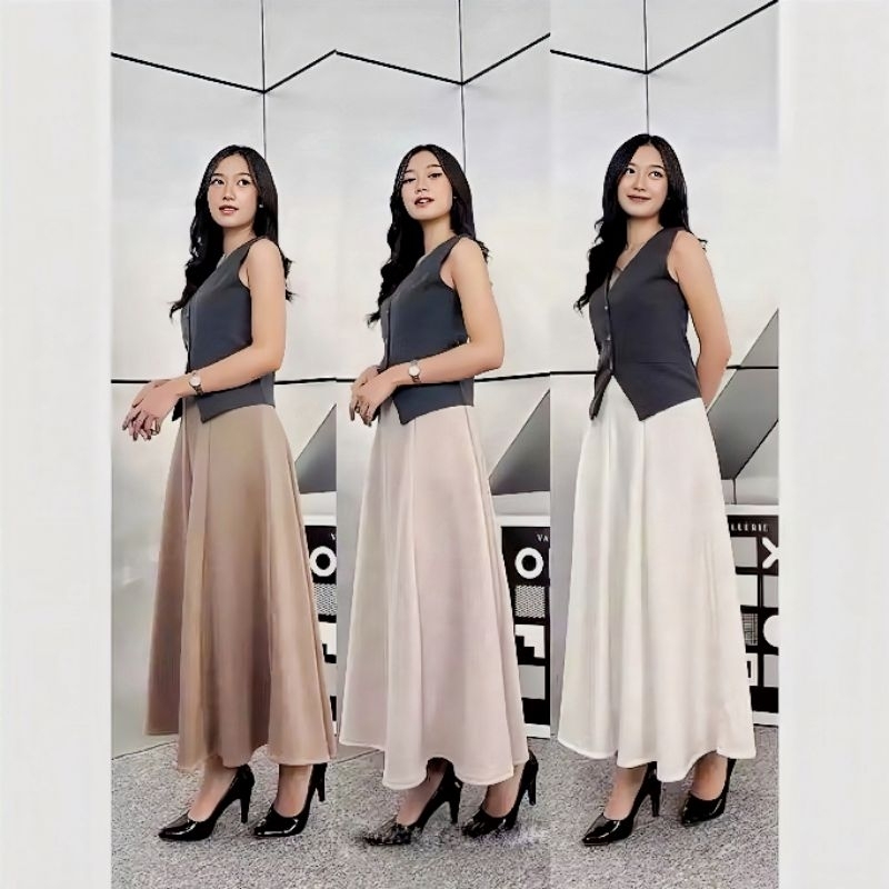 Audy Skirt Korean Loose Maxi flare Scuba premium