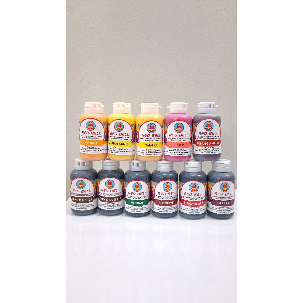 

PASTA RED BELL SUSU/ ORANG BASE/ ANANAS/ FRAMBOZEN/ JERUK KEPROK/ PANDAN/ PISANG AMBON/ STRAWBERRY/ RED VELVET/ DOGER/ NANGKA/ GRAPE/ DARK CHOCOLATE/ MANGGA/ DURIAN KUNING/ COFFEE MOCHA/ CHOCOLATE