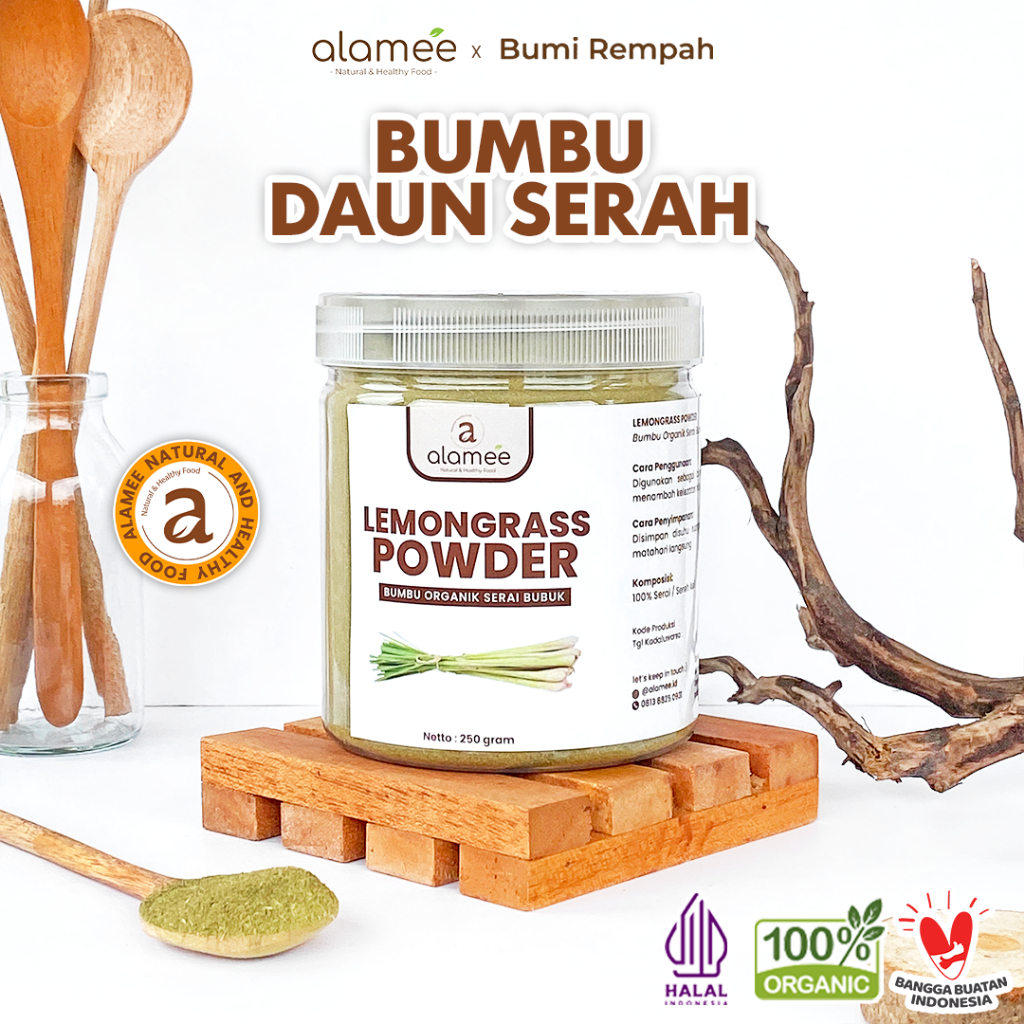 

ALAMEE Sereh Bubuk Lemongrass Seasoning Powder Bumbu Dapur Organik Serai Murni Tanpa Campuran 250g