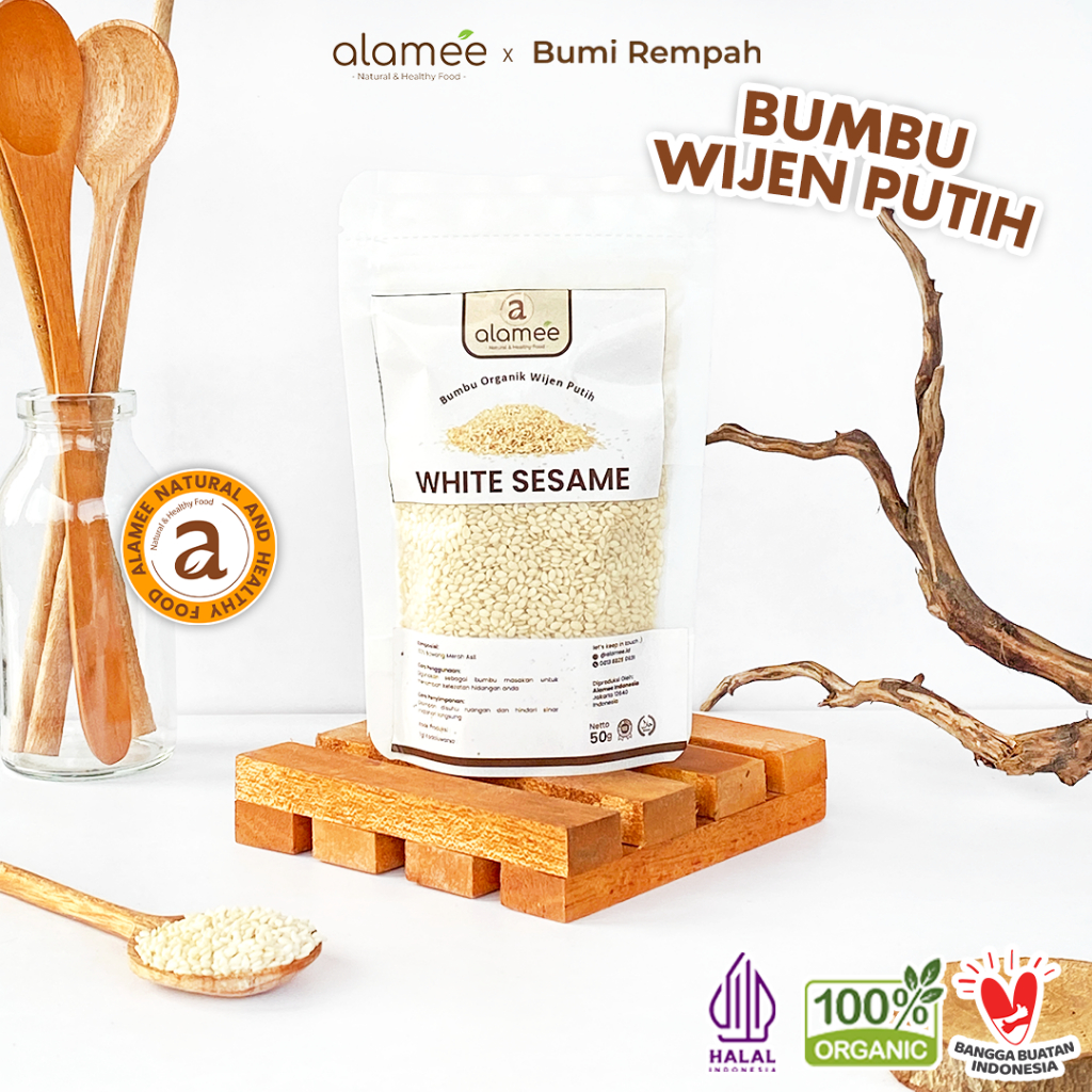 

ALAMEE Wijen Putih White Sesame Seed Bumbu Dapur Organik Masak Rempah Tanpa Campuran Seasoning 50g