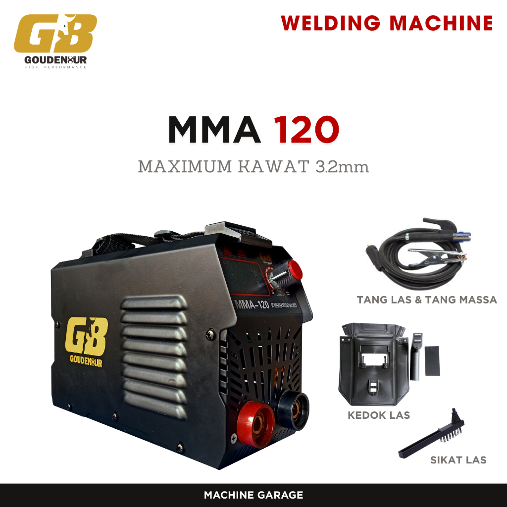 Mesin Las Inverter IGBT MMA 120A 450 Watt Premium - Paket Lengkap Siap Pakai Garansi