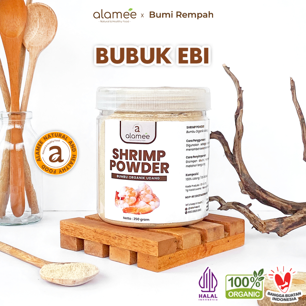 

ALAMEE Ebi Bubuk Halus Udang Bumbu Dapur Organik Shrimp Powder Giling Praktis Toples Seasoning 250gr
