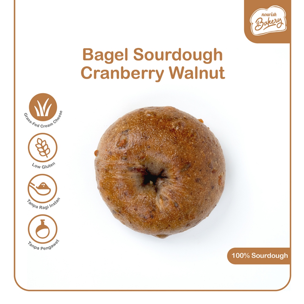 

Ssl09 Bagel Cranberry Walnut Cream Cheese - 100% Sourdough Bagel Cranberry Walnut dengan isian Cream