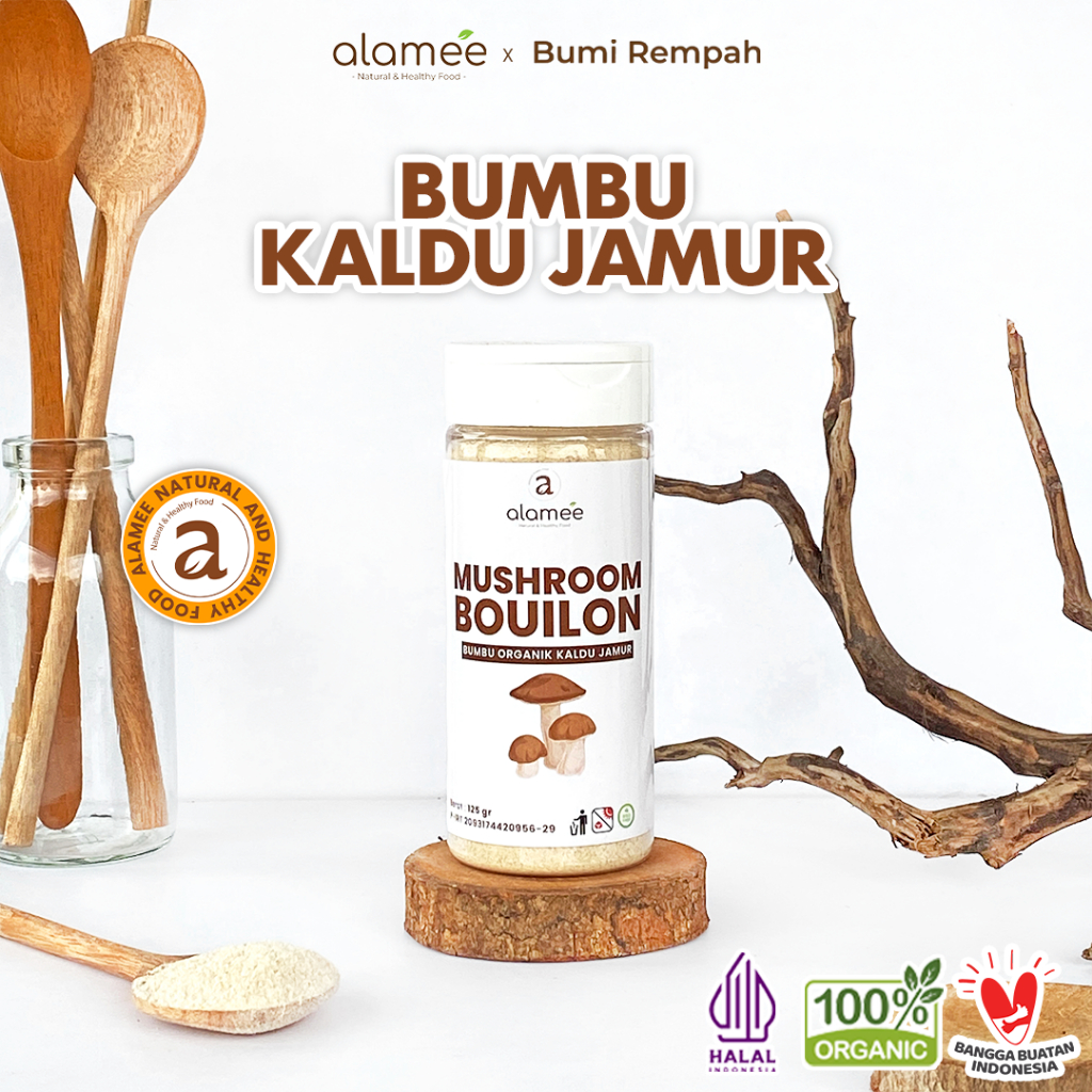 

ALAMEE Kaldu Jamur NON MSG Mushroom Powder Bubuk Bumbu Dapur Organik Praktis Tabur Seasoning 125gr
