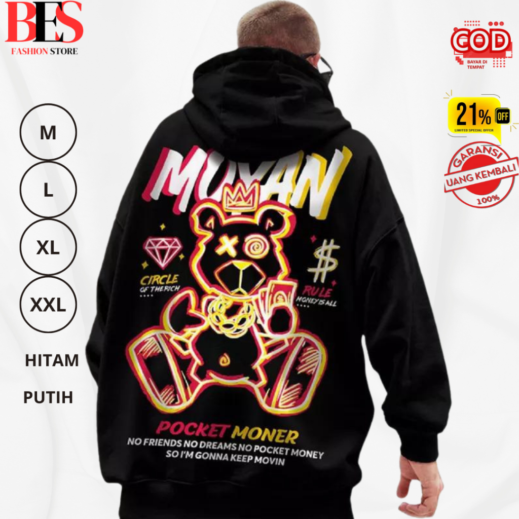 Hoodie Hodie Jumper Sweater Pria Cewek Cowok Unisex Moyan Distro Premium Oversize Bahan Tebal