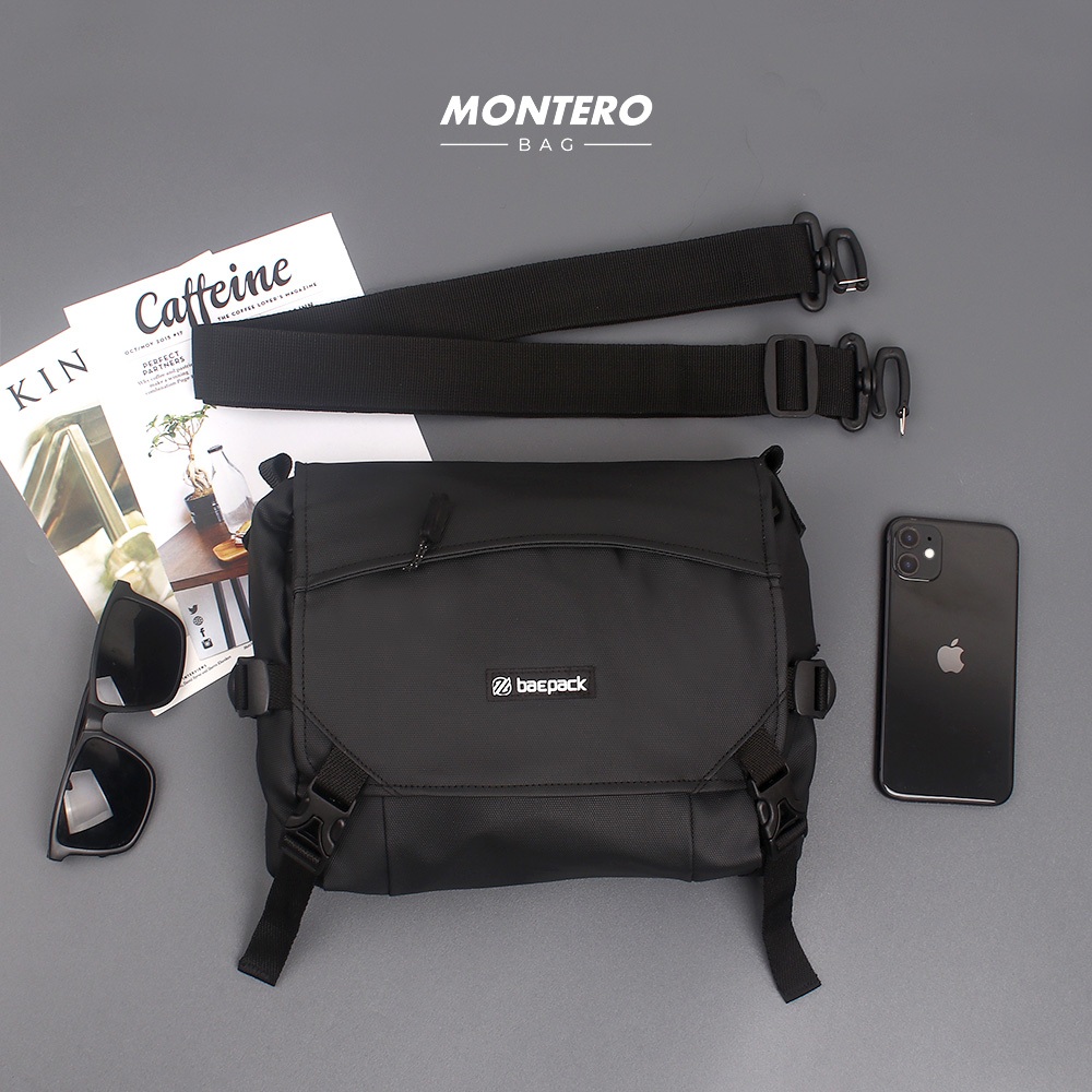 Baepack Tas Selempang Hitam Anti Air Slingbag Waterproof