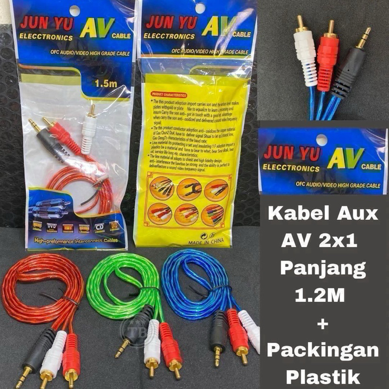 ✅ Kabel Aux 1in1 Tali Sepatu + Packing Plastik Kabel Audio AUX AV-001 2in1 1.5M Audio Cable