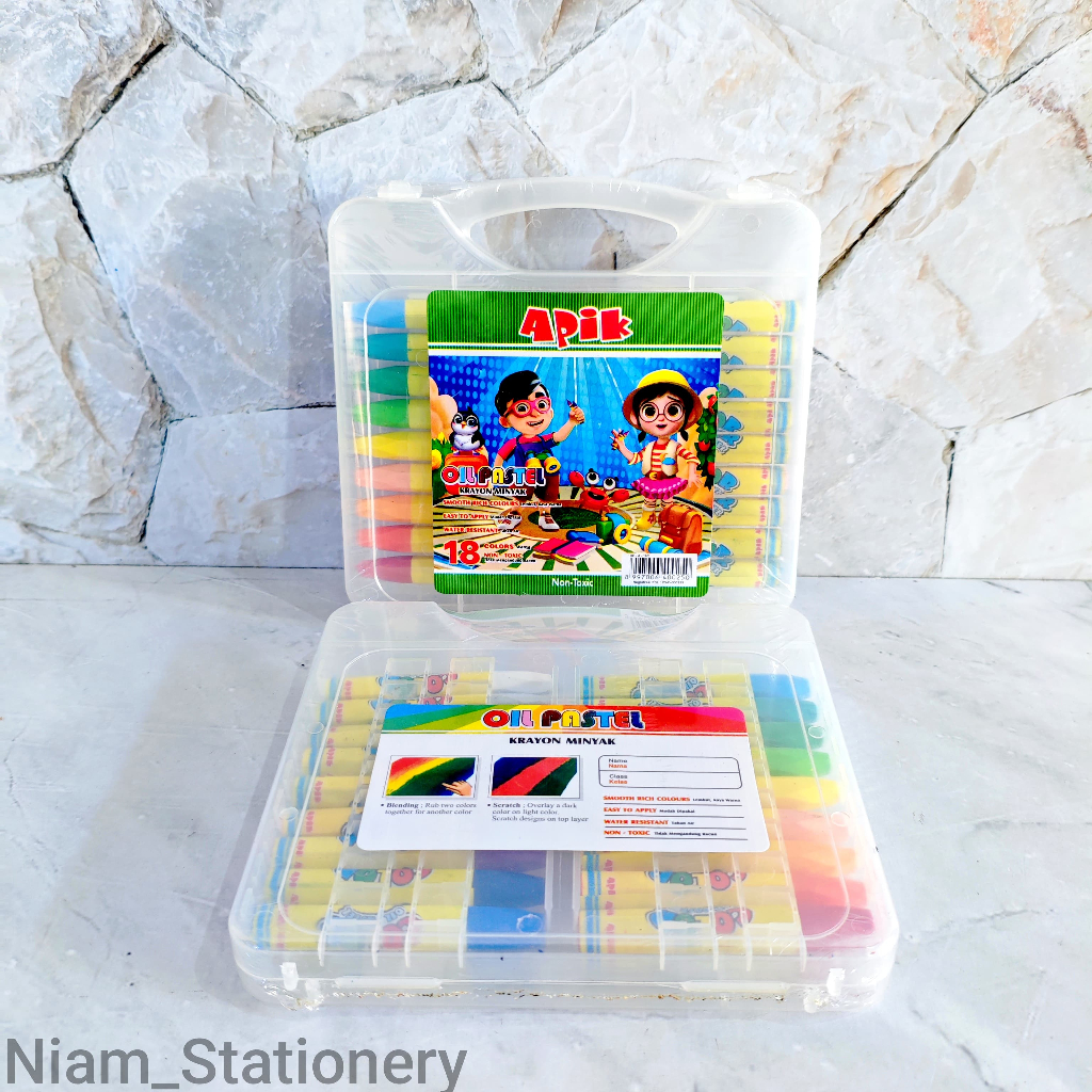 

Azka_Niam SATU SET ( 18 WARNA ) Oil Pastel Crayon Apik 18 Warna