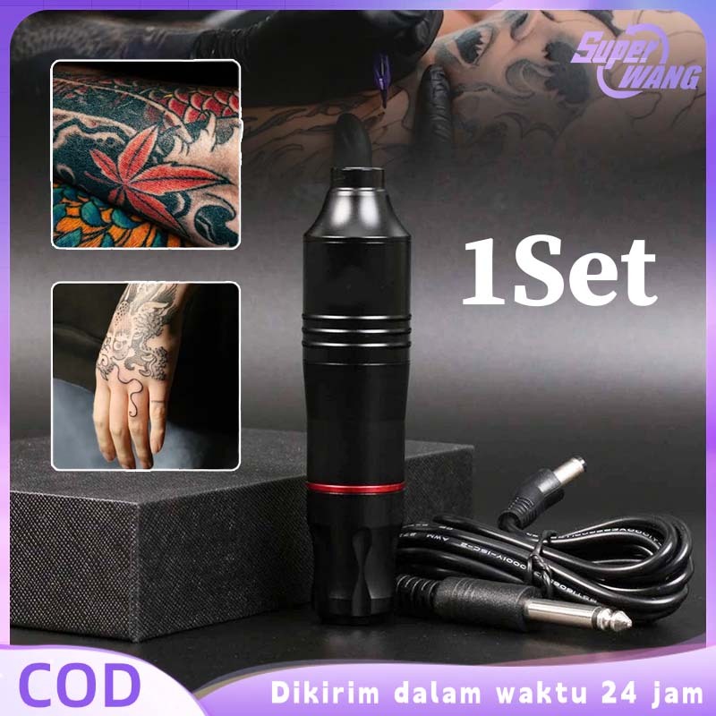 1set Mesin Tato Pena Rotary Tattoo Pen Alat Tatto Tubuh Pena Tato Mesin Tatto Pen Rotary