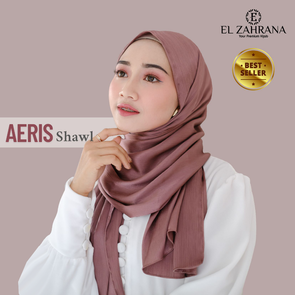 Hijab Pasmina untuk Pesta/Wisuda/Lamaran Pashmina Mewah Polos Aeris Shawl by El Zahrana