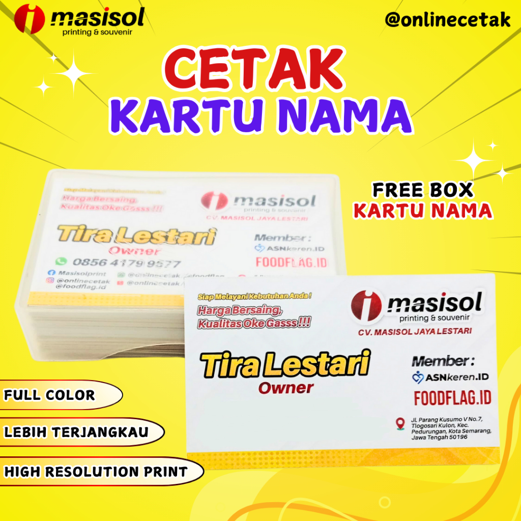 

Cetak Kartu Nama Full Color Custom Desain