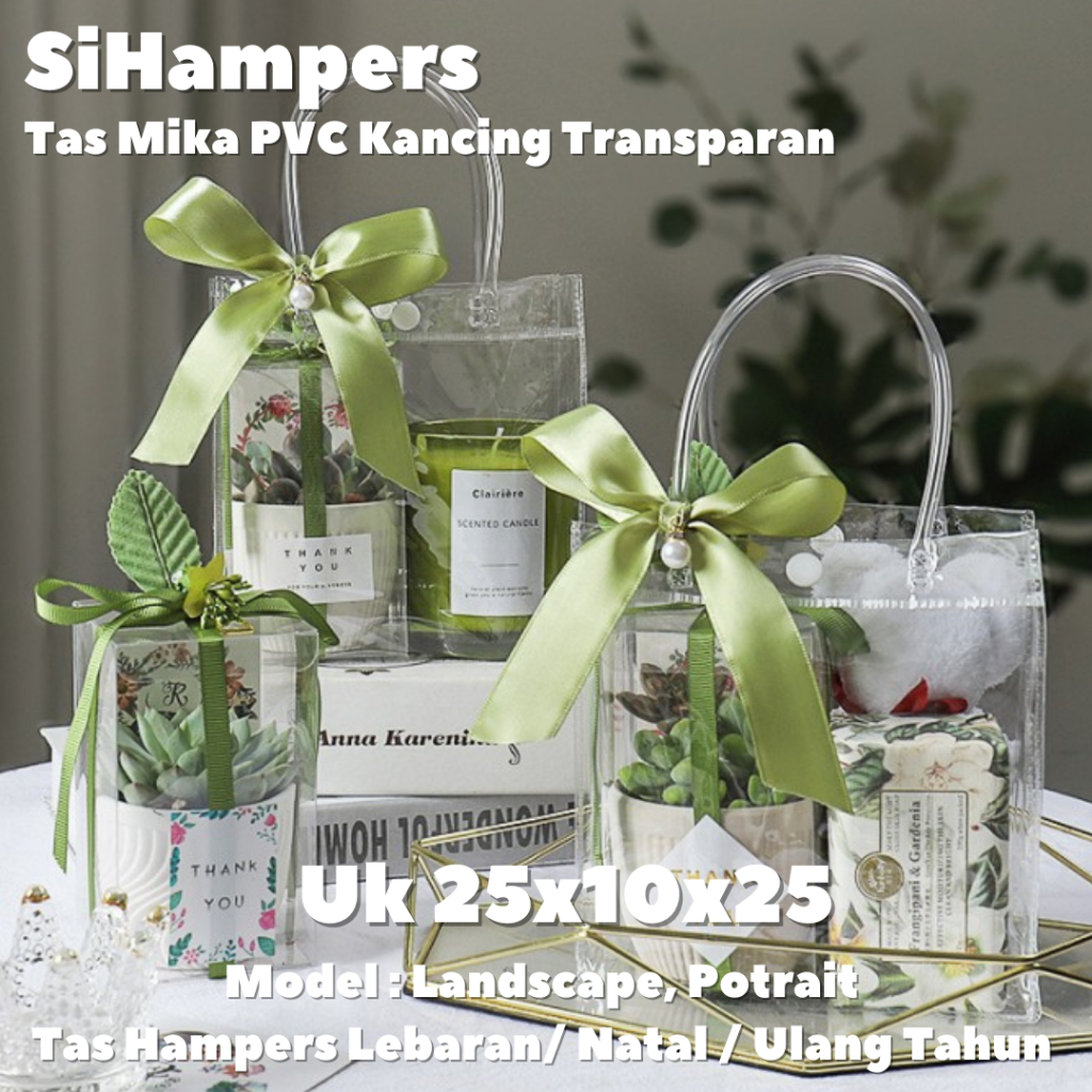 

Goodie Bag Tas Mika Kancing 25x10x25 Transparan Hampers Gift Bag Premium (MINIMUM 3 PIECES)