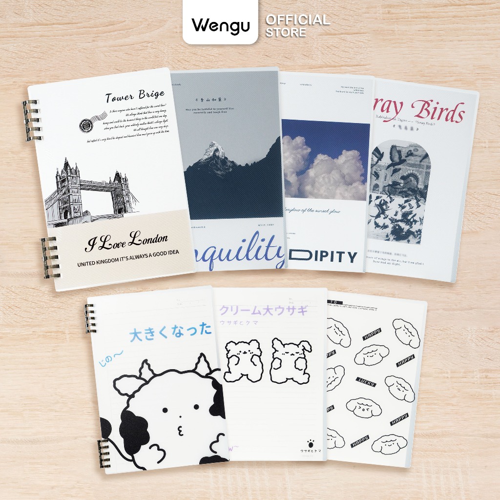 

WENGU BUY 1 FREE 1 Buku Catatan Notebook Aesthetic Tebal Spiral A5 & B5 Kertas 60 Lembar - HC