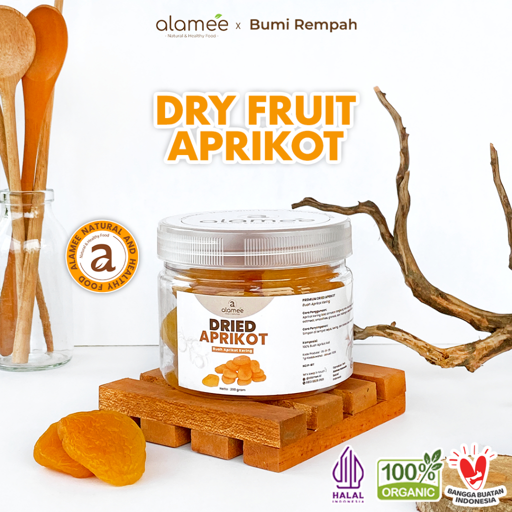 

ALAMEE Dried Apricot Buah Aprikot Kering Dried Fruit Apricots Tanpa Biji Cemilan Buah Sehat 200gr
