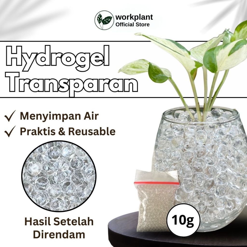 Workplant - Hydrogel (Water Beads) Transparan Media Tanam Hidroponik Tanaman Hias Warna Transparan