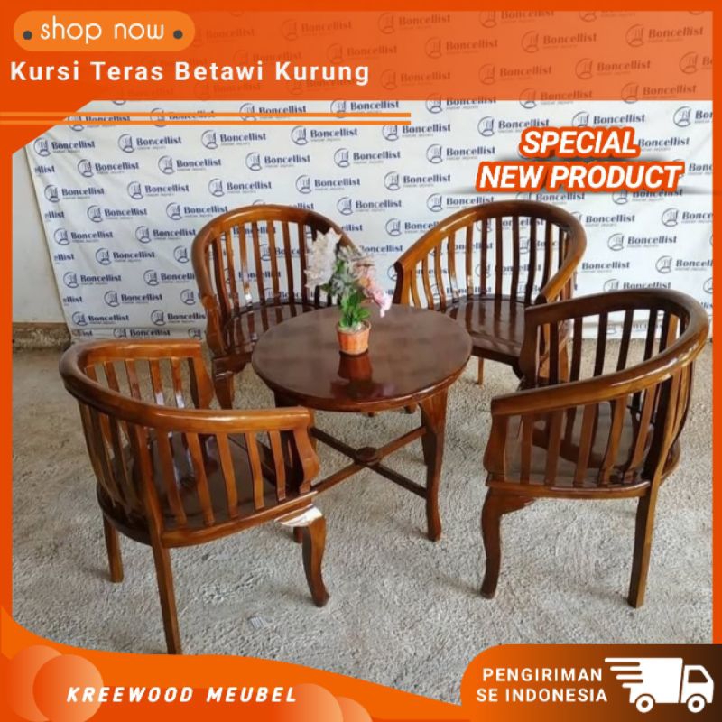KURSI TERAS BETAWI KURUNG KAYU JATI MINIMALIS / KURSI TERAS BETAWI UNIK KAYU JATI / KURSI TERAS JATI
