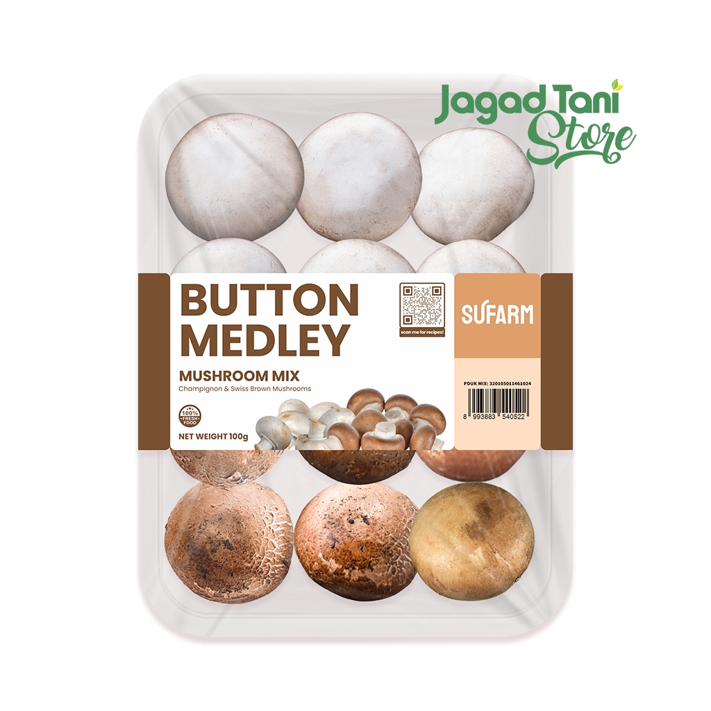 

SUFARM Button Medley 100 Gr – Jamur Kancing & Swiss Brown Premium