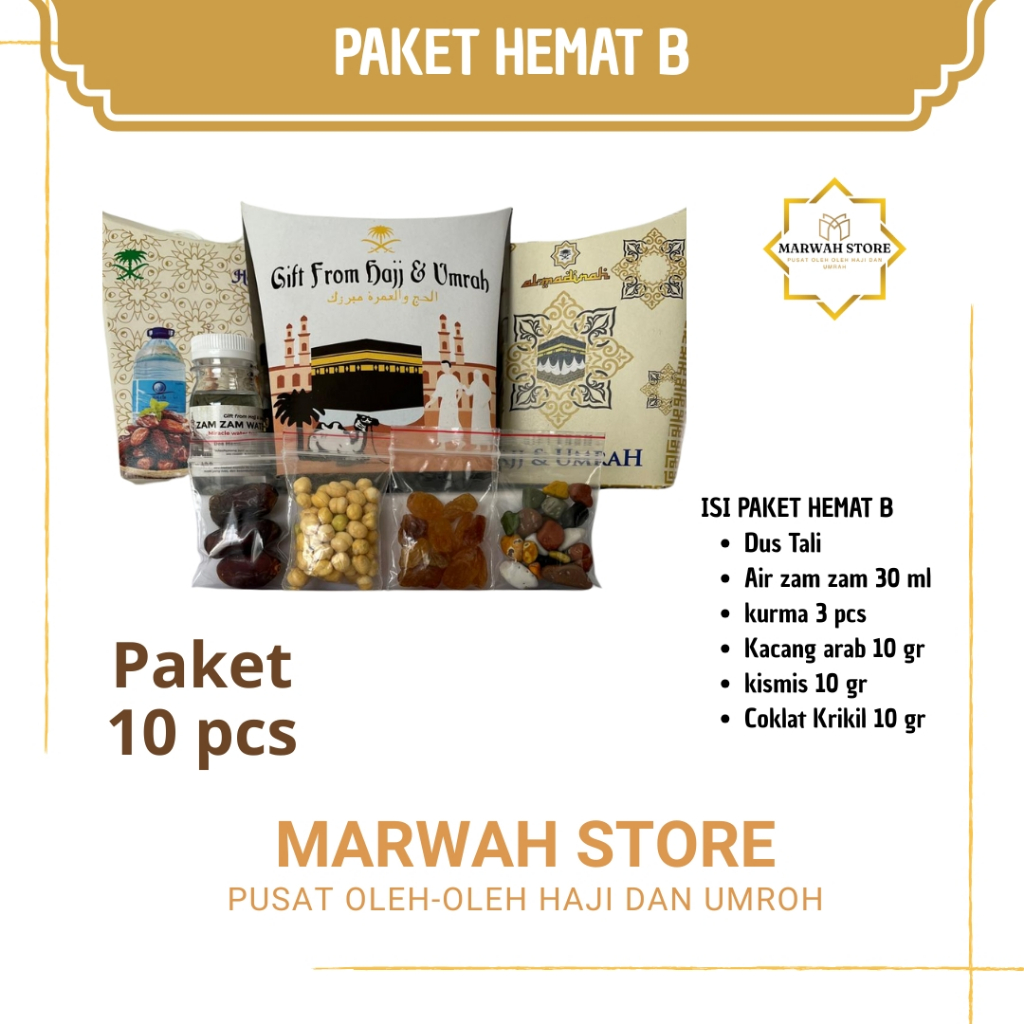 

Oleh-oleh Haji dan Umroh Paket Hemat B isi 10 Lengkap Air Zamzam