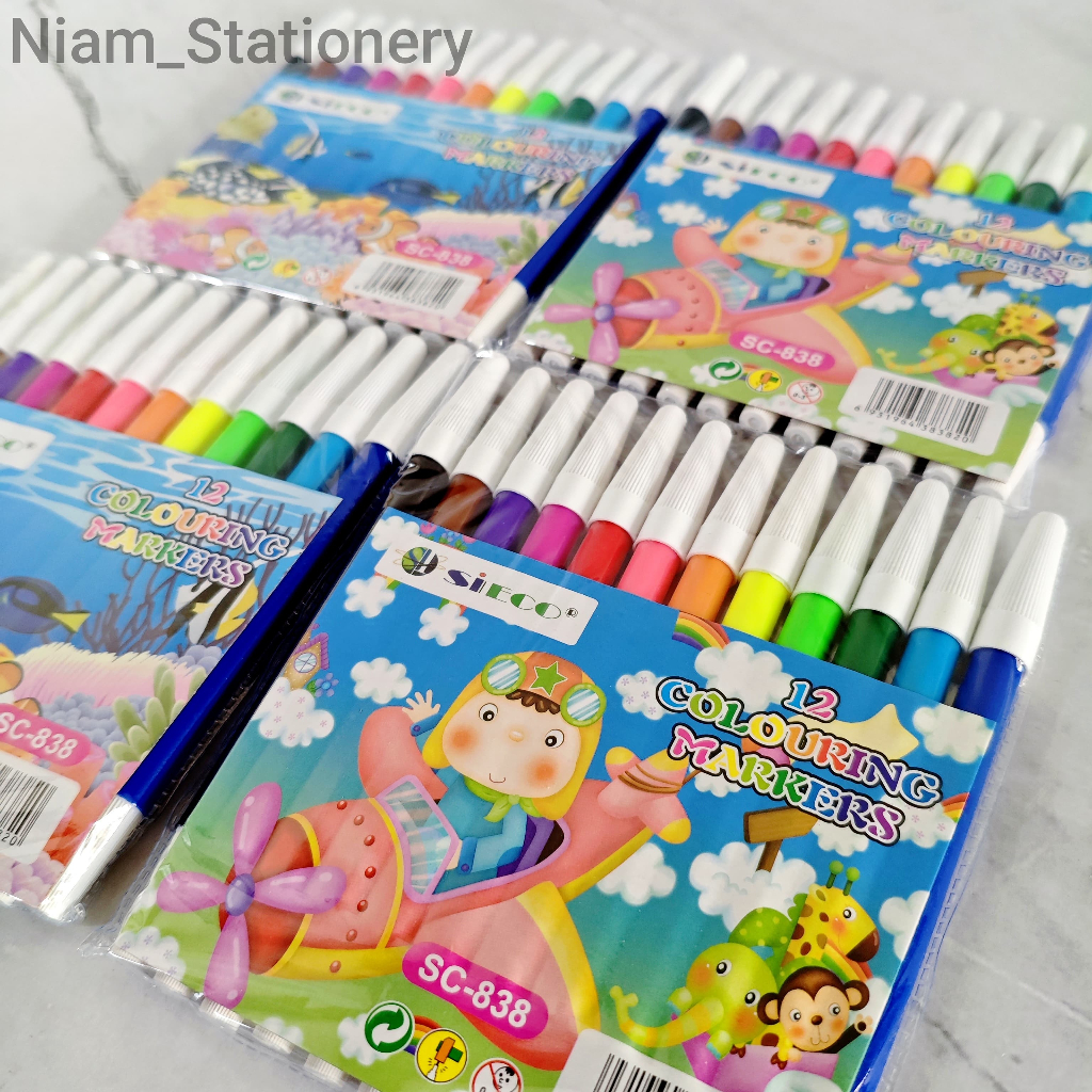 

Azka SATU SET ( 12 WARNA ) Colour Pen Spidol 12 Warna Zendi 838-12 Spidol Murah