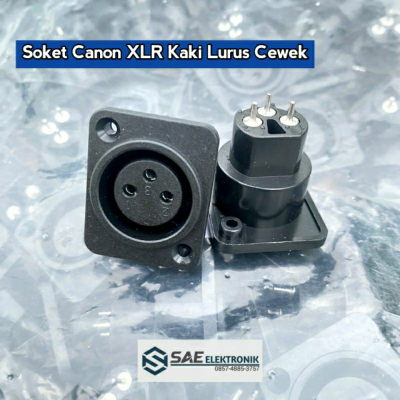 soket canon xlr female kaki lurus / soket canon body female pvc kaki lurus kualitas bagus