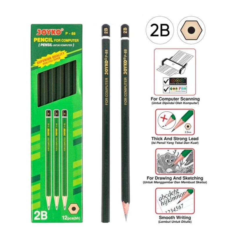 

(DAPAT 12PC) PENSIL JOYKO HIJAU 2B P-88