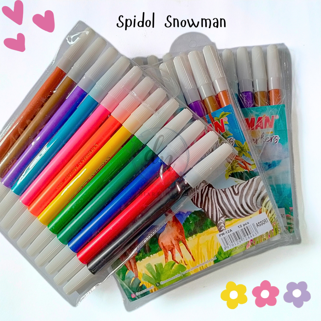 

SPIDOL WARNA WARNI 12 WARNA / 6 WARNA SNOWMAN 1 ( SATU ) SET SNOWMAN - COLORING MARKERS 12 WARNA