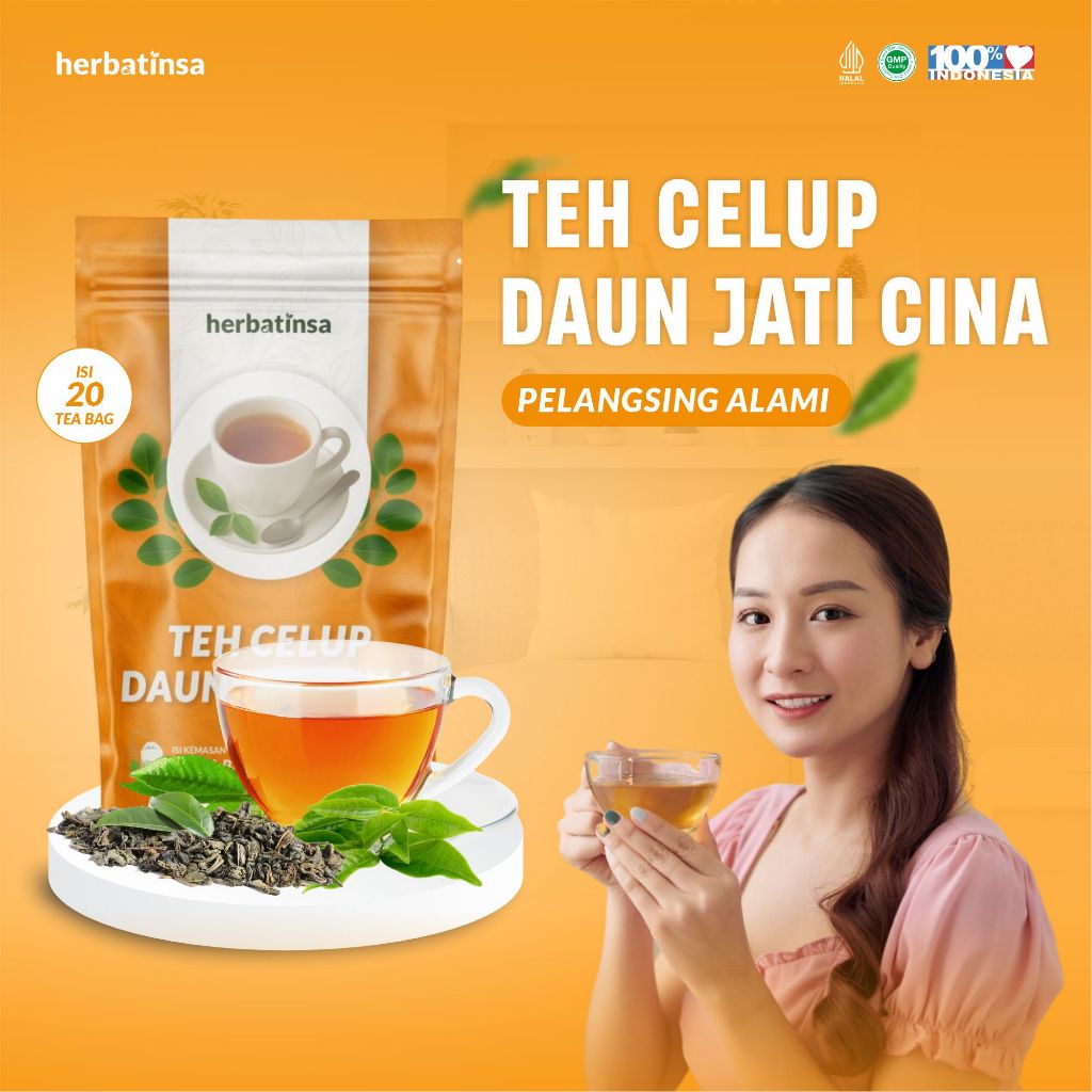 

HERBATINSA- Langsing Alami, Teh Celup Daun Senna, Teh Celup Jati Cina, Teh Diet, Isi 20 kantong
