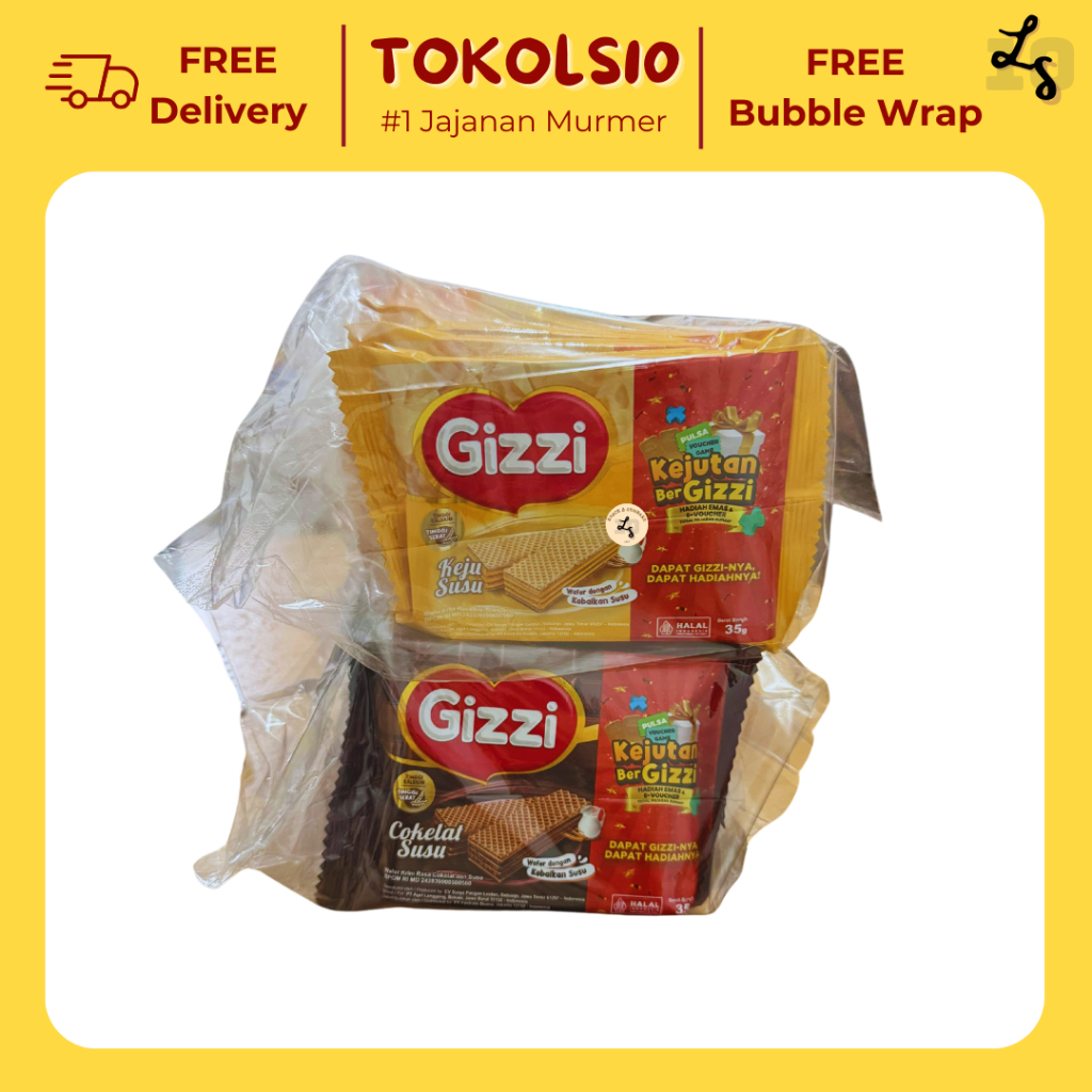 

Gizzi Wafer 2000 Rasa Keju Susu/Cokelat Susu 1 Pack isi 10 pcs 35gr