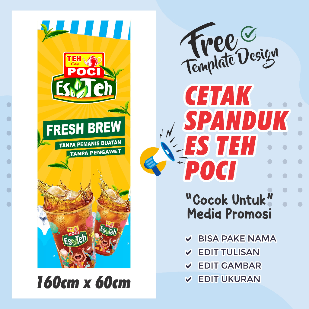 Banner Spanduk - Es Teh Poci - Custom Bisa Di Edit