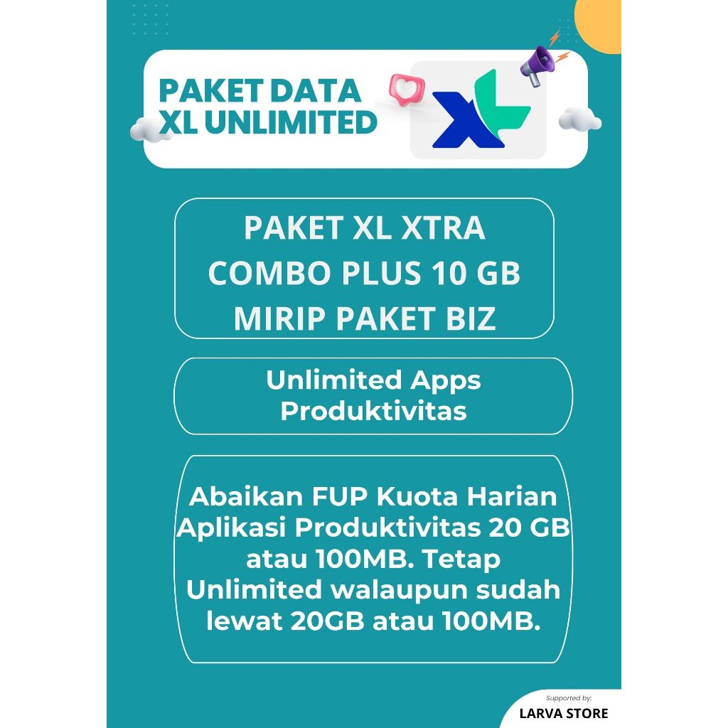 PAKET XL XTRA COMBO PLUS 10 GB MIRIP PAKET BIZ UNLIMITED APPS