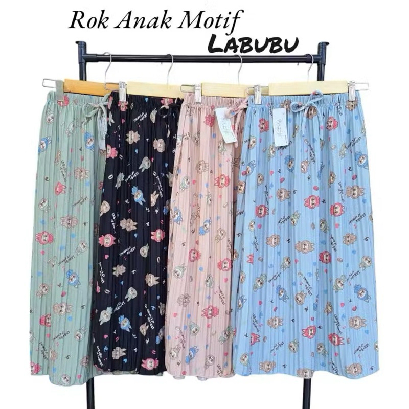 Rok Plisket Anak Motif Labubu Series Usia 4-7 Tahun//Rok Plisket Anak Motif Karakter Labubu
