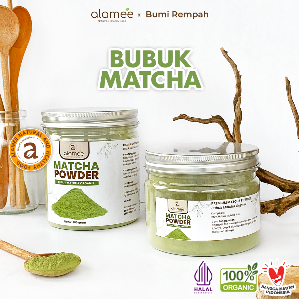 

ALAMEE Matcha Powder Minuman Teh Matcha Pure PREMIUM Macha Tea Powder Tanpa Campuran Gula 200gr