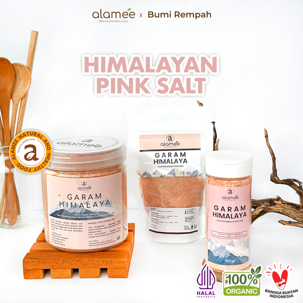 

GARAM HIMALAYA ORIGINAL HIMALAYAN SALT SEA SALT 100gr PINK ROCK SALT PAKISTAN 100 GR TRAVEL SIZE bumi rempah