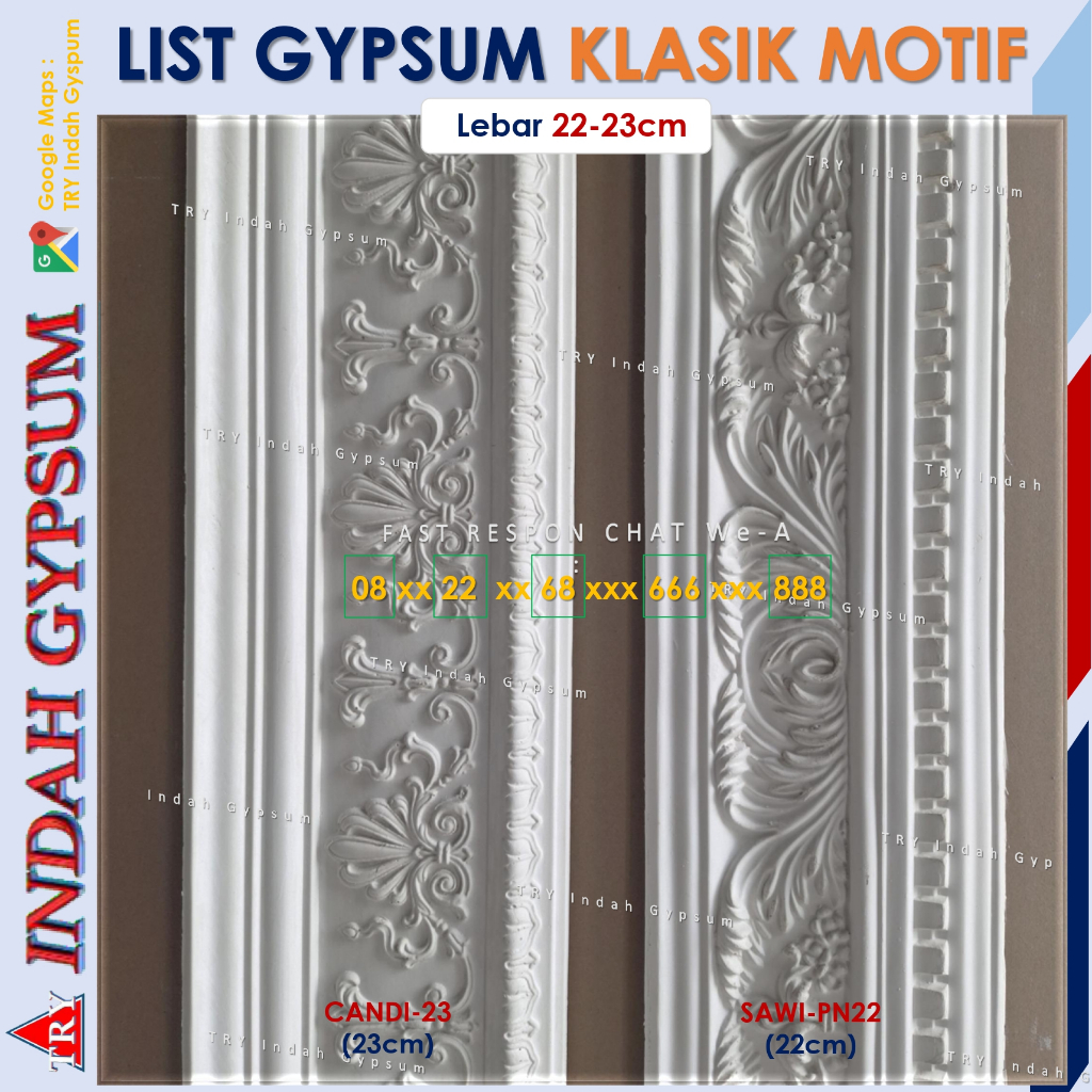 List Gypsum PLAFON motif KLASIK 21cm 22cm 23cm 24cm - Original TRYINDAH