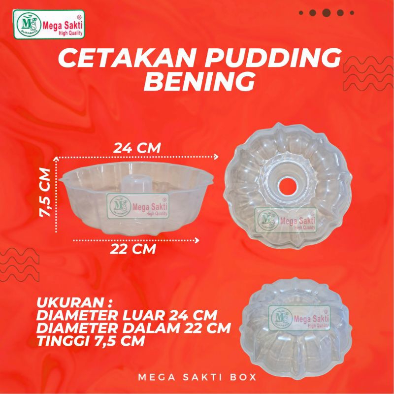 (ISI 1 PCS) CETAKAN PLASTIK PUDDING BENING TANGGUNG UK 24 CM / CETAKAN PUDING DIAMETER 24 CM / CETAK