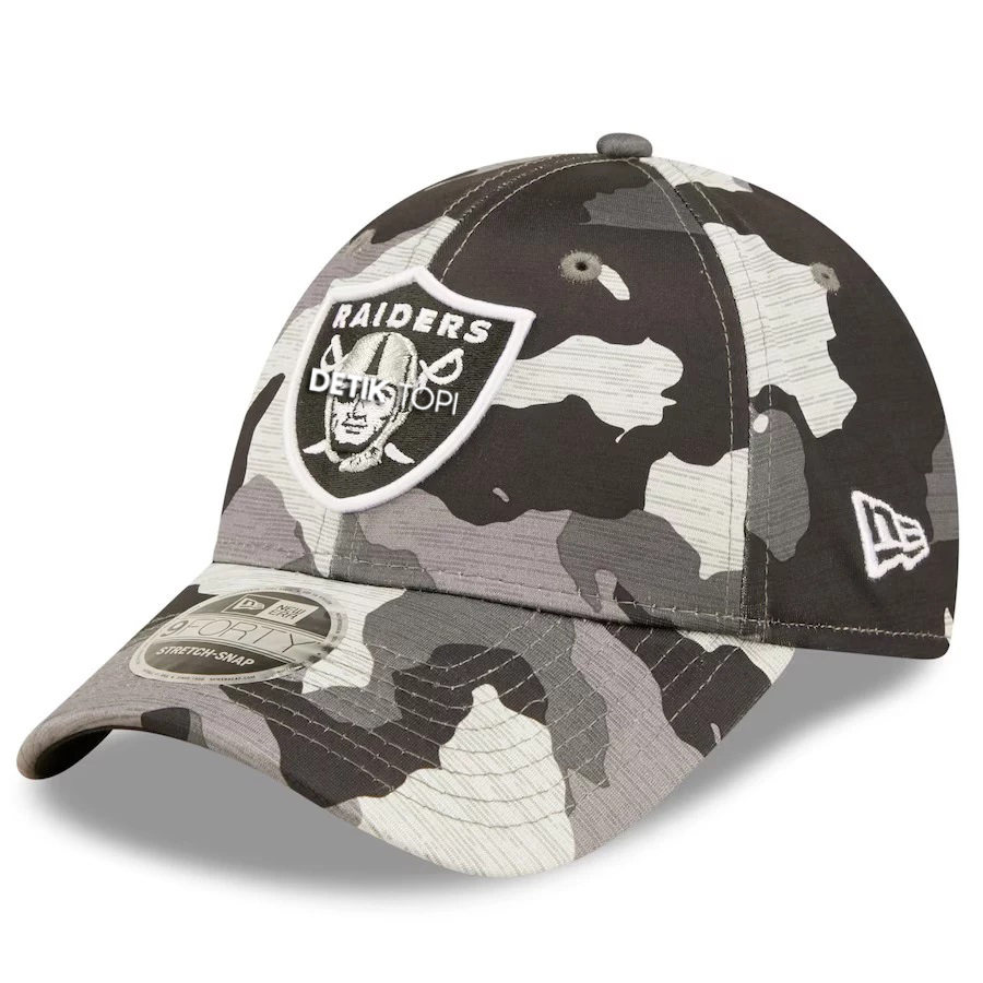 Topi Baseball Oakland Raiders Camo Loreng Grey NFL Rugby Logo Bordir Caps