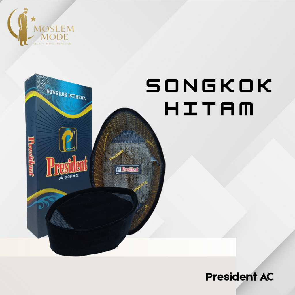 Songkok Hitam President AC Songkok Peci Kopiah President Premium Peci Songkok Hitam Songkok Nasional