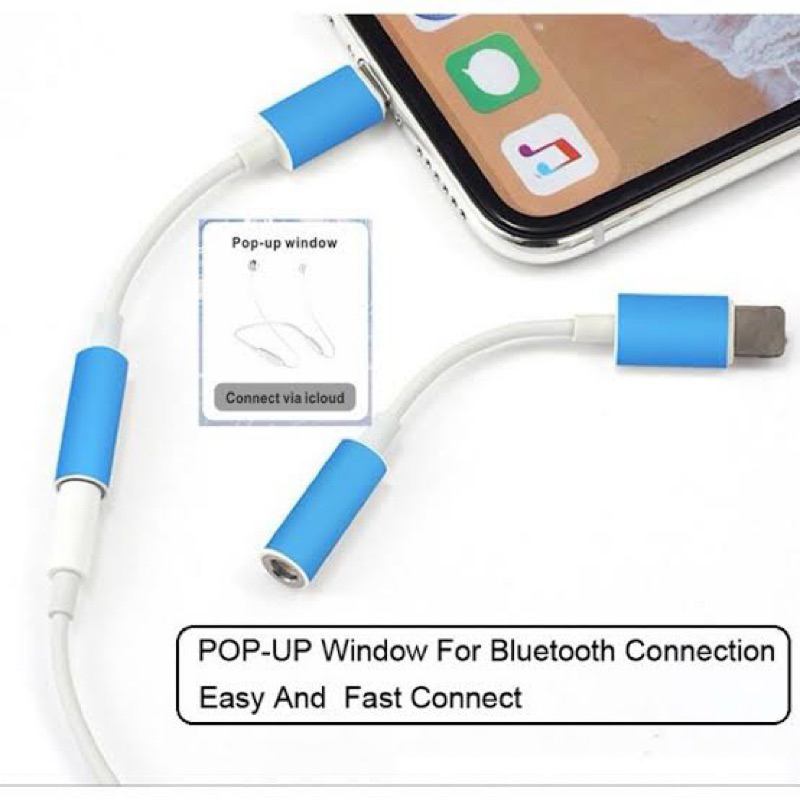 Kabel Audio Jack Handsfree Headset 3.5MM Iph Lightning Conect Bluetooth