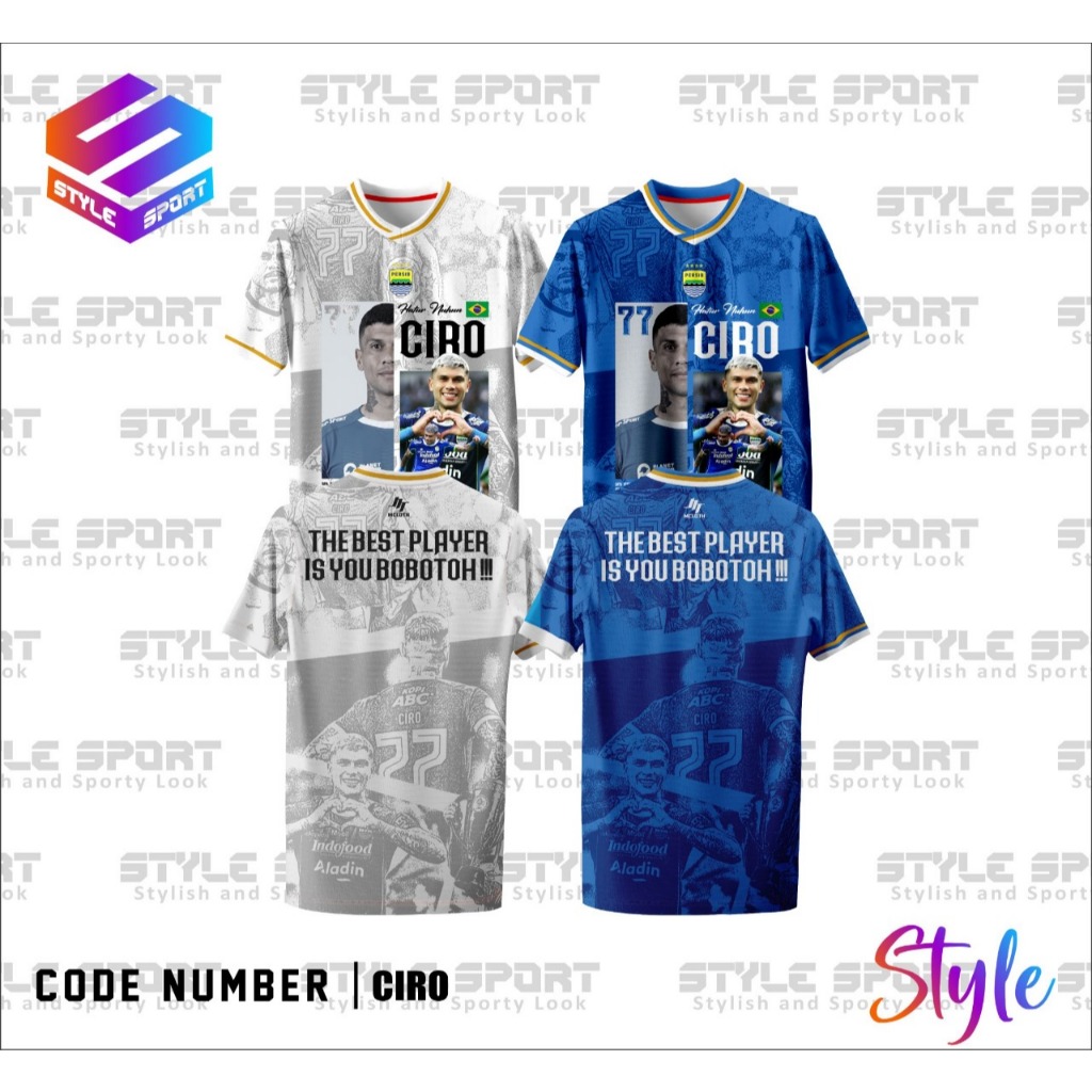 STYLE_Baju Jersey Persib bandung Edisi Ciro 77/Baju Olahraga Ciro Biru Putih/Kaos Persib Ciro Anak d