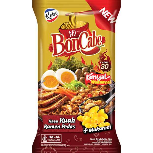 

KOBE MIE INSTANT BONCABE LEVEL 30 RAMEN PEDAS PACK 90gr MIE GORENG BON CABE