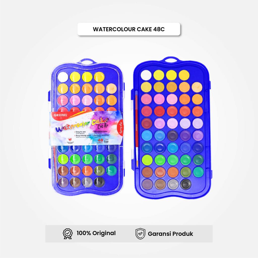 

Cat Air / Cat Lukis Greebel / Watercolor Cake 48 Warna / Watercolor