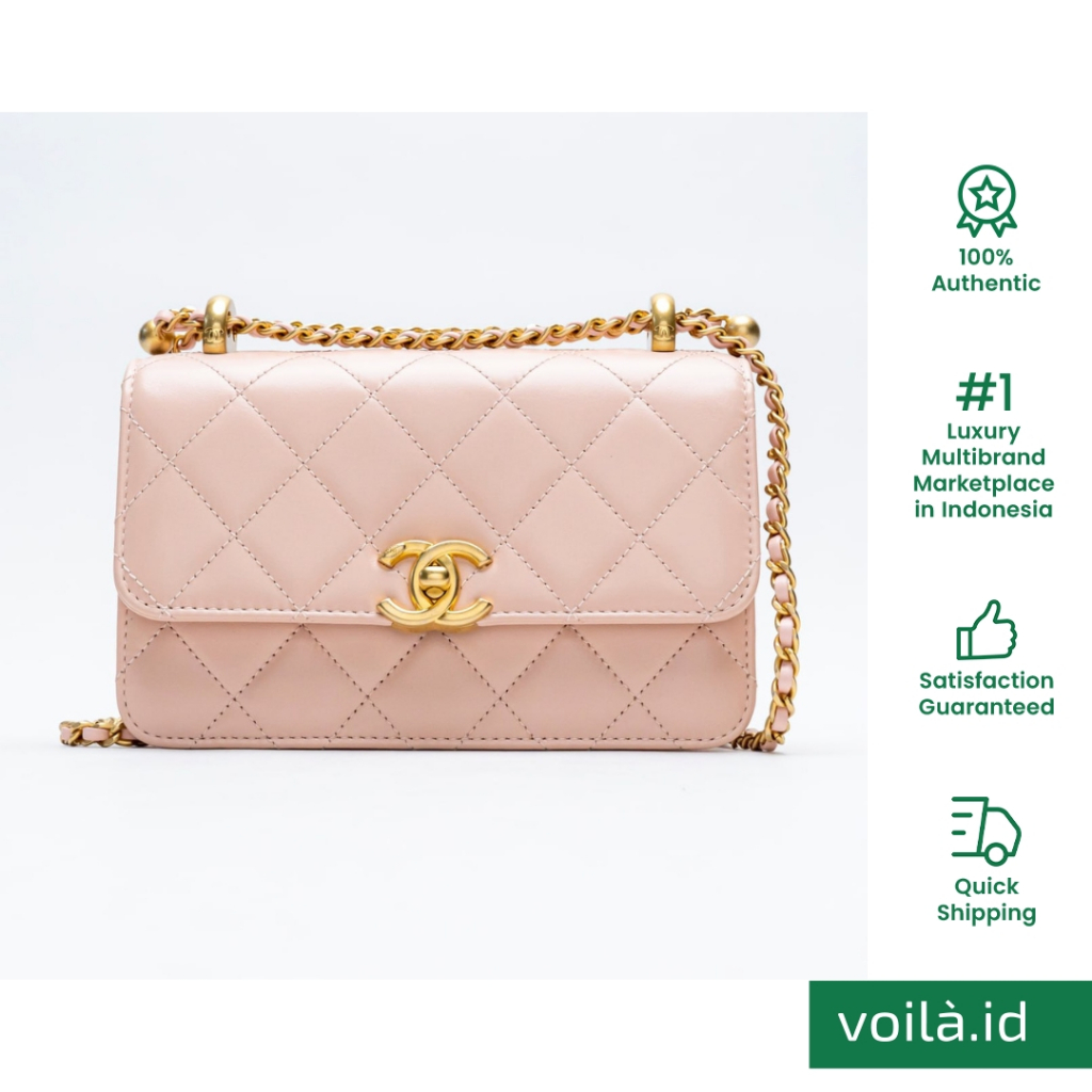 Chanel C24 Mini Flap Bag with Adjustable Strap Nude Pink Ghw