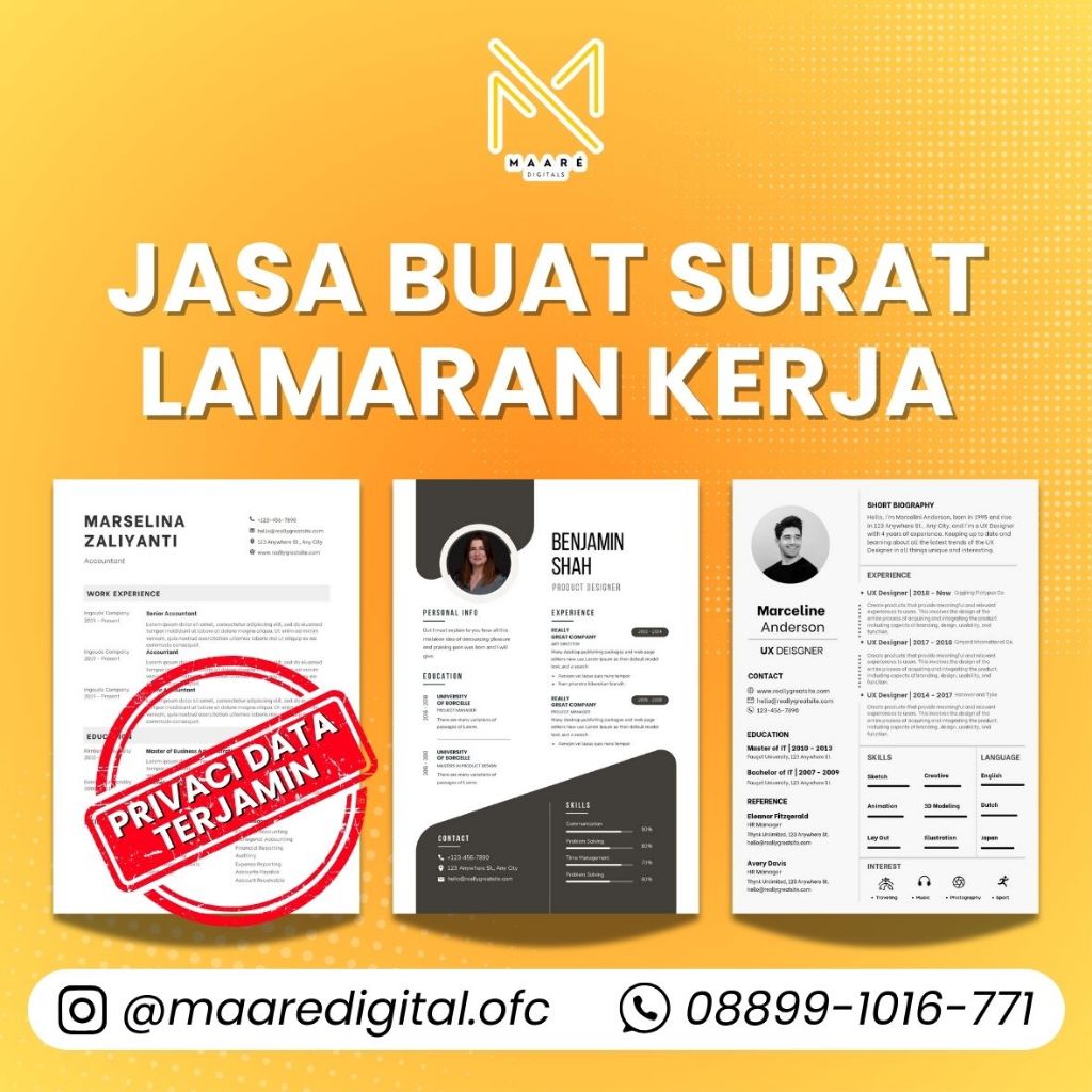 

Jasa Pembuatan Surat Lamaran Kerja - Surat Resign - Surat Perjanjian - dll