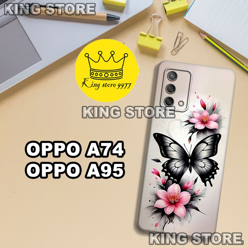 (KS26)  Softcase karet untuk OPPO A74 - OPPO A95 Motif gambar karakter Bunga/casing OPPO A74 - OPPO 