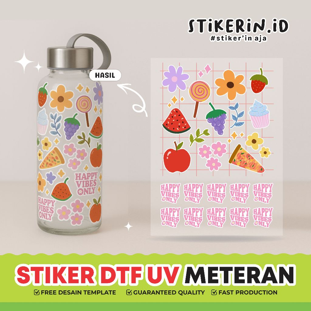 

Cetak Stiker DTF UV PER CM Decal Kering Pengganti Stiker Cutting