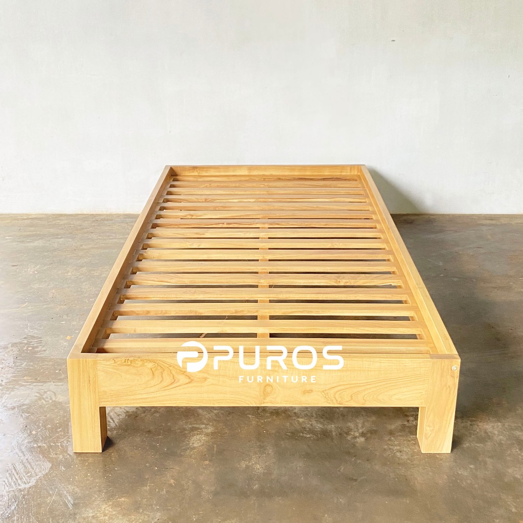 Dipan tempat tidur kayu jati minimalis polos
