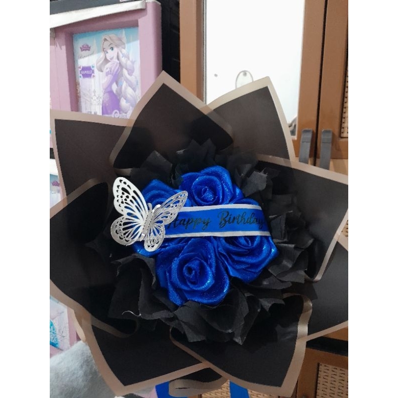 Buket Bunga Pita satin Gliter/Buket Happy Birthday/Buket Happy Graduation