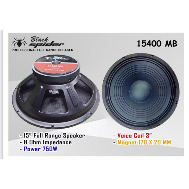 Speaker Black Spider 15 Inch 15400MB BS 15 15400 MB Black Spider ORI