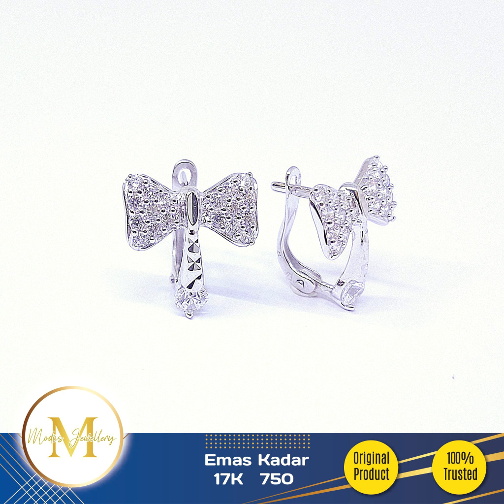 MODIS JEWELLERY - Anting Jepit Pita Ukir Putih - Emas 17k 750