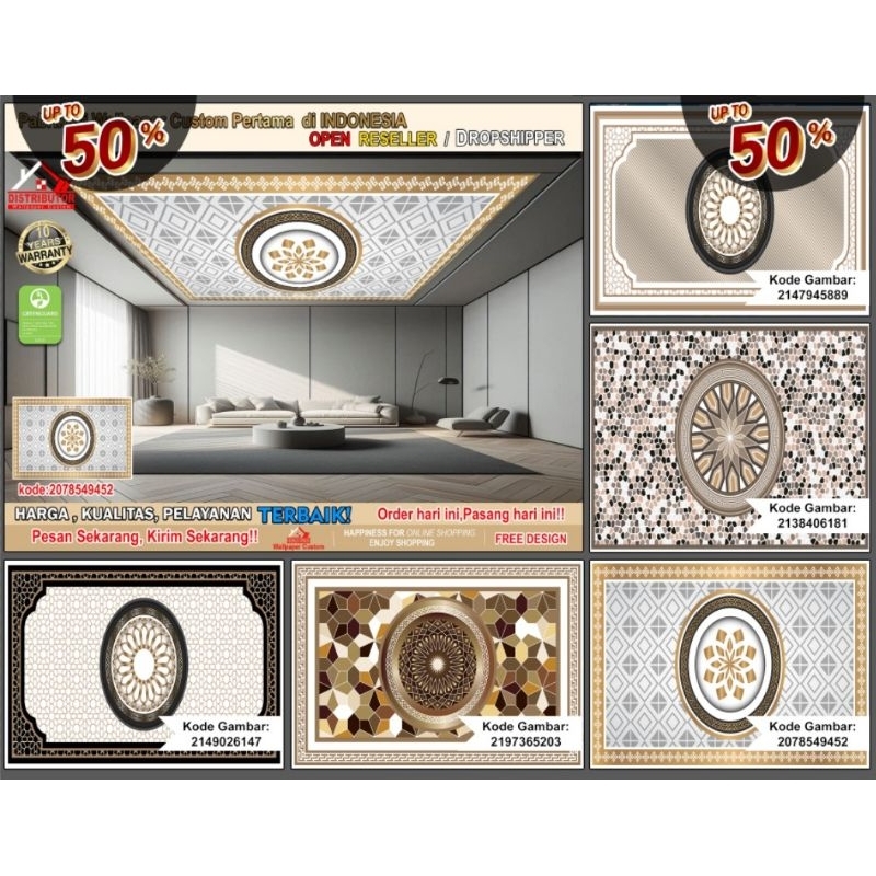 Wallpaper Custom 3D Tema Ceiling | Wallpaper Plafon | Wallpaper Custom Gambar | Wallpaper Ruangan | 